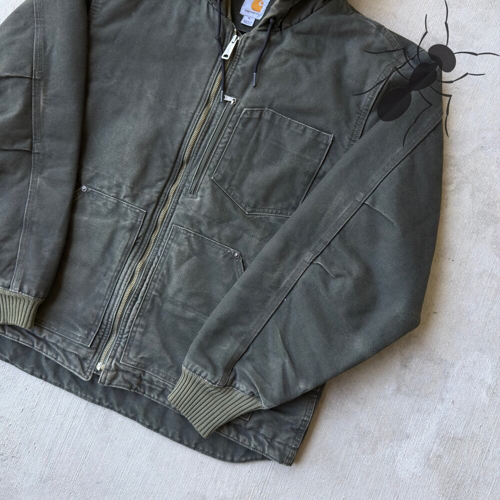 Carhartt green quilted hooded work wear jacket - Picture 4 of 9